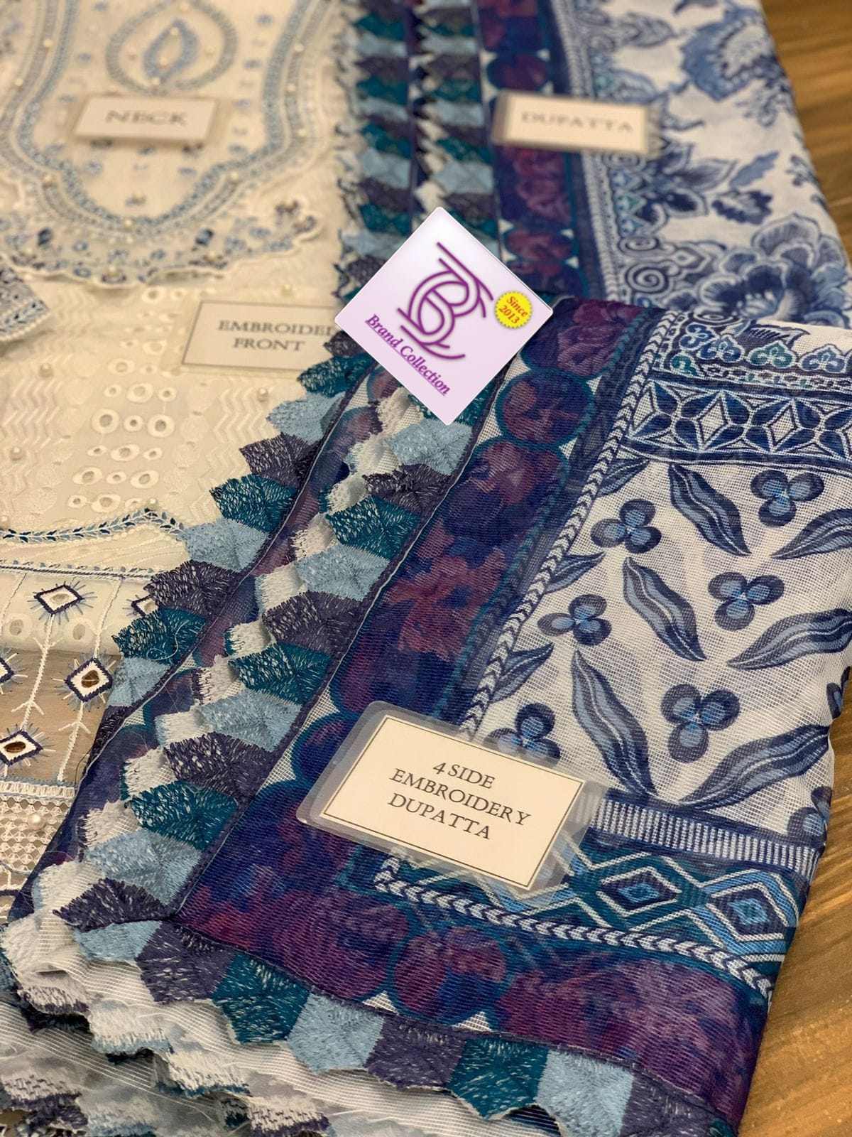 LAWN WITH KHADDI NET DUPPATA-3PCS