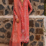 LAWN WITH KHADDI NET DUPPATA-3PCS