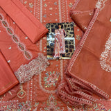 LAWN WITH KHADDI NET DUPPATA-3PCS