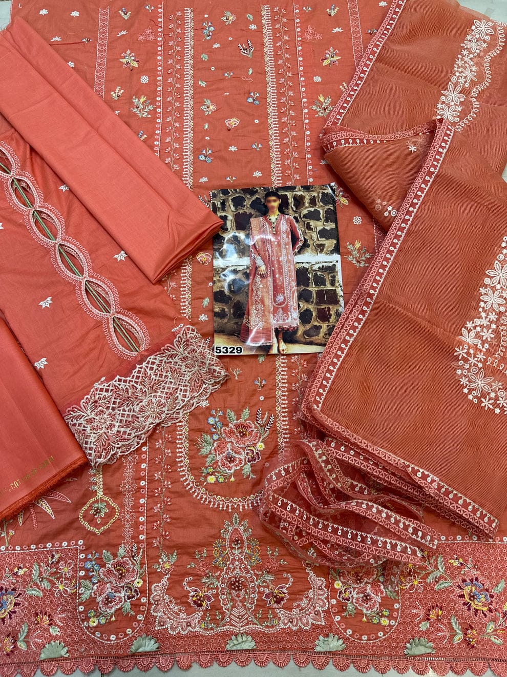 LAWN WITH KHADDI NET DUPPATA-3PCS