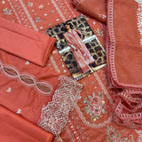 LAWN WITH KHADDI NET DUPPATA-3PCS