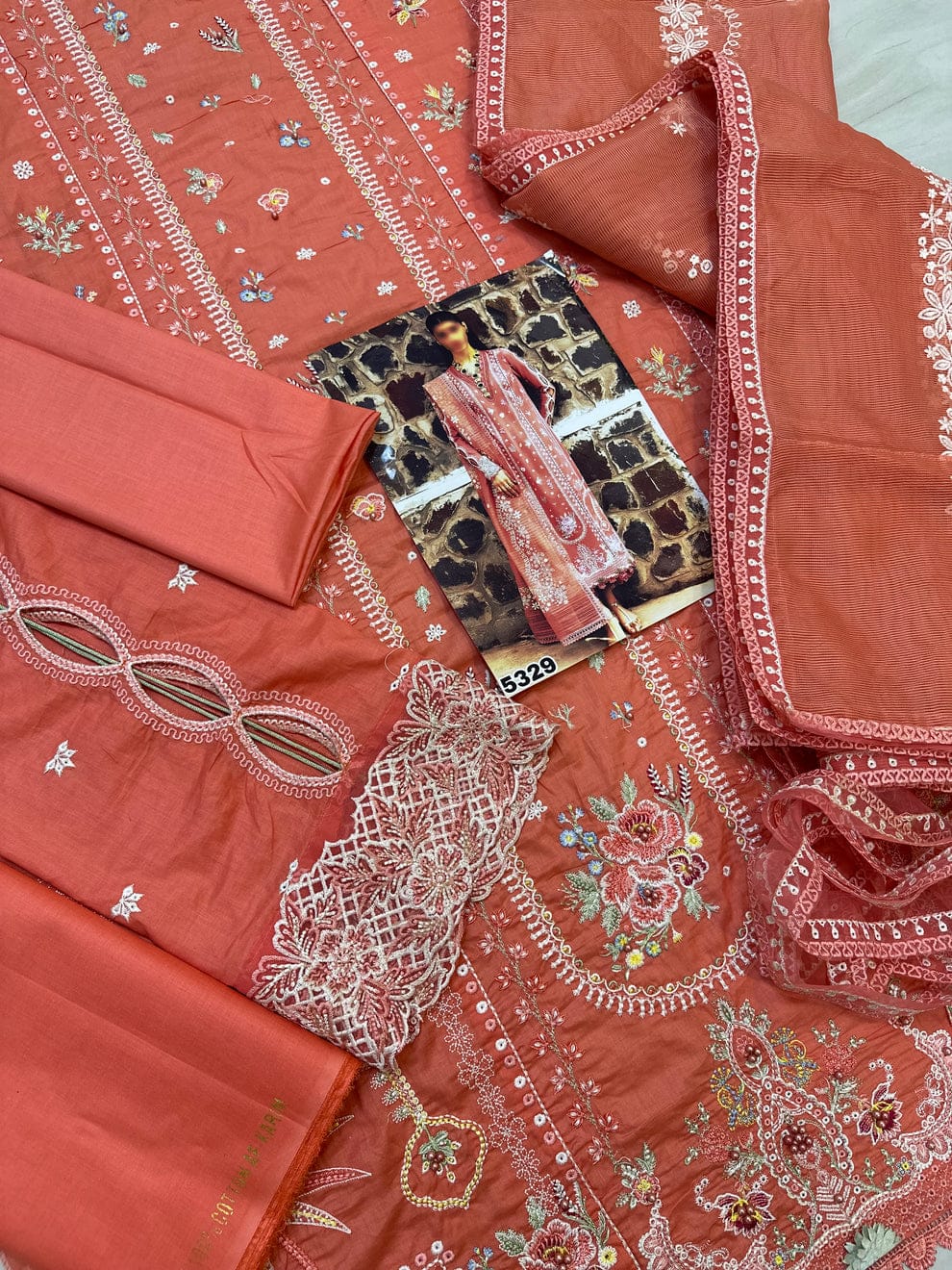 LAWN WITH KHADDI NET DUPPATA-3PCS