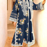 Lawn with organza duppata 3pcs