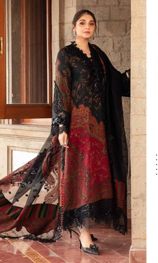 Embroidery Lawn with Chiffon Duppata-3PCS Suit
