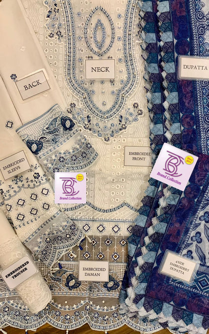 LAWN WITH KHADDI NET DUPPATA-3PCS