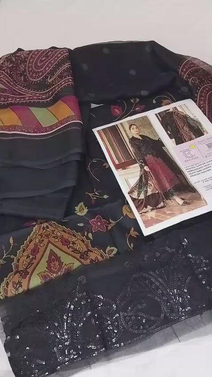 Embroidery Lawn with Chiffon Duppata-3PCS Suit