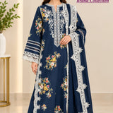 Lawn with organza duppata 3pcs